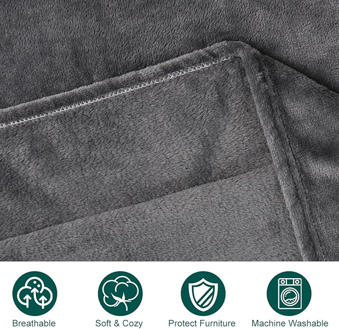 Onarway Dog Blanket Washable for Bed: 2 Packs Dog Blankets 40”x47” - Fluffy Soft Large Throw for Cat Puppy Kitten Dogs - Fleece Pet Blankets for Crate Couch Car and Indoor - Grey
