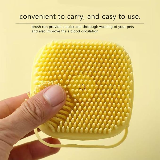 Pets Bath Brush | Scrubber for Bath | Dog Shampoo Brush | Dog Washing/Shower Brush, Suitable for Short/Long Haired Dogs, Dog Brush for Shedding, Bathing, Massaging & Grooming (blue) (yellow)