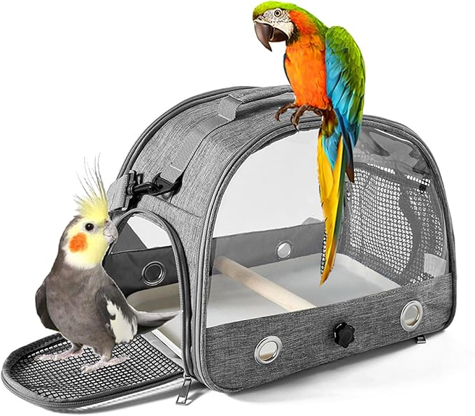 Travel Use Bird Carriers Bag Cage with Ventilation Holes and Perch for Avians Pet Ventilated Bird Transport Ventilated Small Pet Travel Carriers