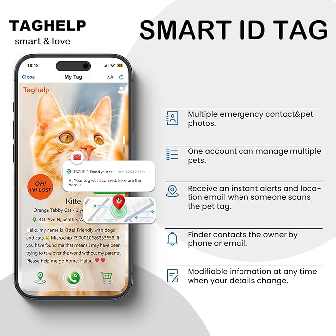 QR Code + Airtag Cat Collar, 2-in-1 Breakaway Safety Collar with Online ID & Apple AirTag Holder, Lightweight with Bell & Flower Charm for Cats, 8-13in (Pink)
