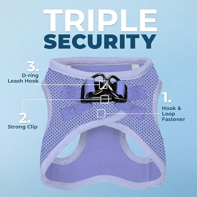 Best Pet Supplies Voyager Step-in Air Harness - All Weather Mesh, Reflective, No Pull Harness for Dogs, Cats - Secure with Hook & Loop Fastener, Buckle, Double D-Rings - Lavender, S