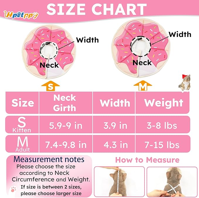 Cat Cone Collar Soft, Waterproof Cat Recovery Collar After Surgery, Adjustable Pet Donut Collar, Safety Elizabethan Collar to Prevent Licking Wounds for Kittens, Pet Cone Alternative