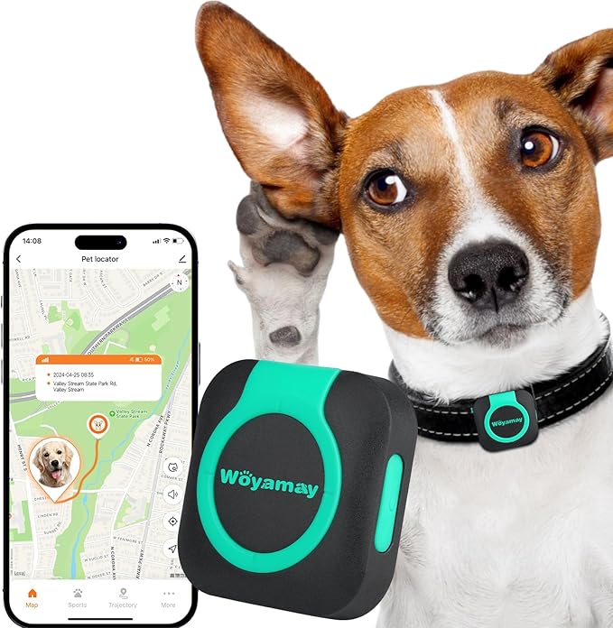 GPS Tracker for Dogs and Cats, Mini Cat & Dog GPS Tracker with Health Monitor and GPS Dog Fence, Waterproof GPS Pet Tracker, Works with Any Collar (Android and iOS Universal)