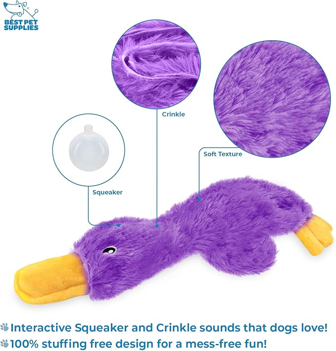 Best Pet Supplies Squeaky Dog Toys with Soft Durable Fabric for Small, Medium and Large Pets Interactive Toy for Indoor Play, Supports Active Biting and Play - Purple