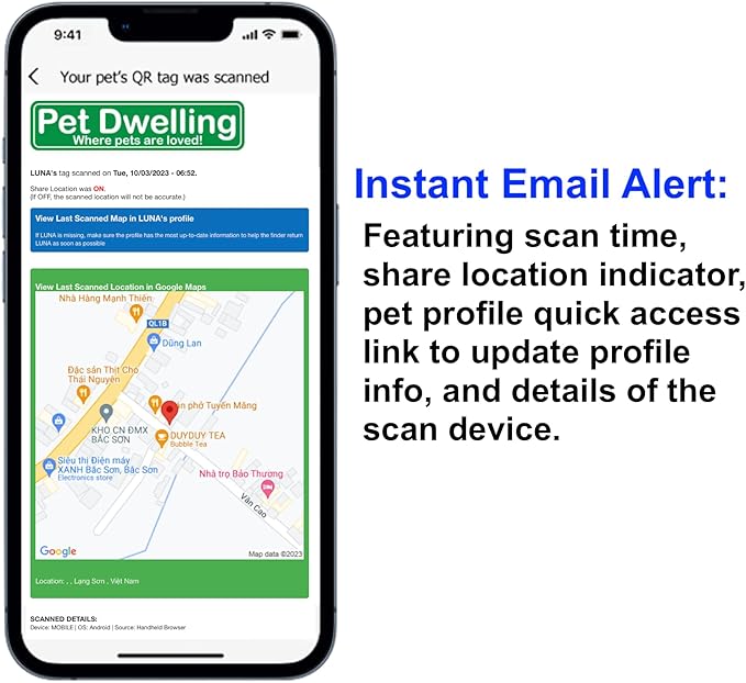 Pet Dwelling QR Code Pet ID Tag – Smart Dog & Cat ID Tags for Pet Safety, Free Personalized Online Profile, Instant Scan Alerts, AI Insights (Lux Gold Black Paw)