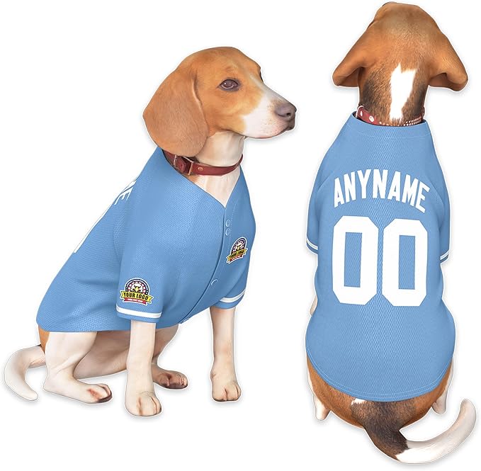 Custom Dog Baseball Jersey with Name Number Logo for Small Pet Dogs-Personalized Dog Shirts