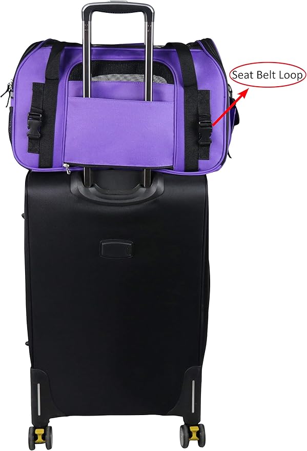 EliteField Soft Sided Pet Carrier (3 Year Warranty, Airline Approved), Multiple Sizes and Colors Available (Large: 19" L x 10" W x 13" H, Purple)