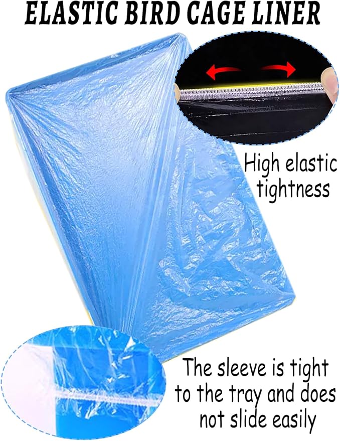 50 Pcs Large Disposable Bird Cage Liners, 34'' X 22'' Plastic Parakeet Cage Liner Bag Birds Cage Tray Liners Universal Film Bird Cage Accessories for Finches Canaries Cockatiels Birdcage