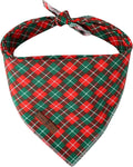 Lionet Paws Cotton Christmas Dog Bandanas,Red Green Grid Comfortable Dog Bandana Bibs Scarf Dogs Kerchief,Autumn Scarves for Medium Large Dogs Pets