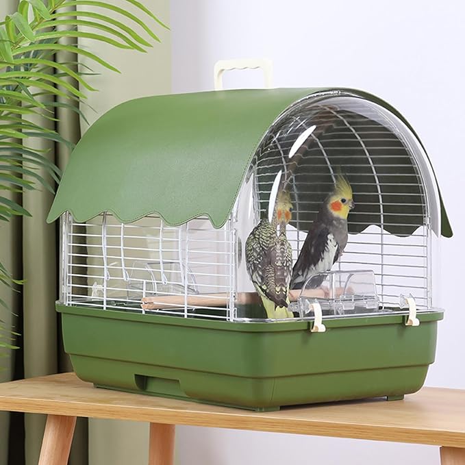 Small Bird Cage, Transparent Bird Travel Carrier, Full View Cockatiel Cage with Sturdy Design, Compact Aviary with Durable Construction, Indoor Outdoor Balcony Living Room Park Parakeet