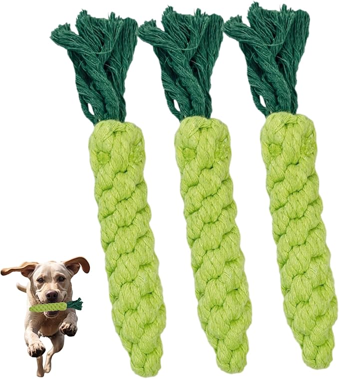 3PCS Green Woven Pet Chew Set, Dog Chew Accessories, Cat Interactive Chews, Safe & Durable Braided Chews for Dogs, Cats & More Pets