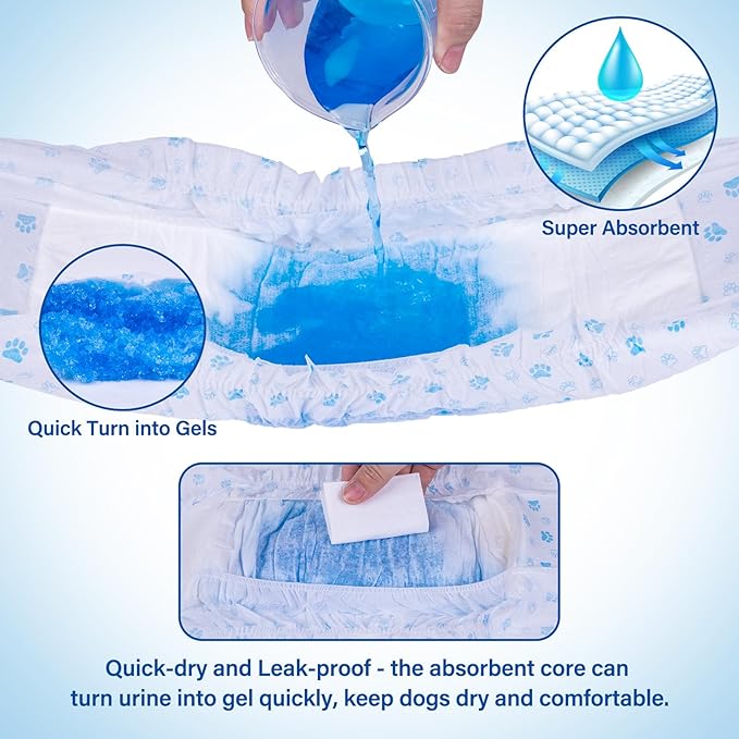 Pet Soft Disposable Male Dog Wraps - Dog Diapers for Male Dogs, Puppy Diapers 24pcs XSmall