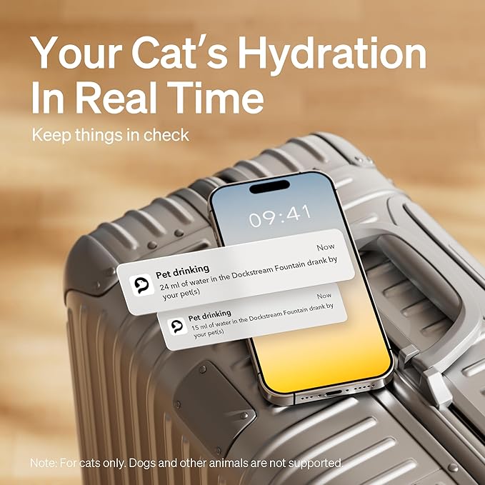 PETLIBRO Cat Water Fountain, App Monitoring Pet Fountains for Cats Indoor with Stainless Steel Tray, 2.5L/84oz Dockstream Automatic Water Dispenser for Drinking, 2.4G Wi-Fi Smart Bowl Inside