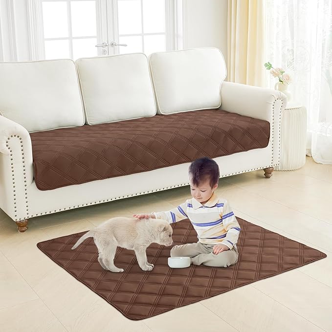Smiry Waterproof Dog Bed Cover Blanket 40x50, Soft Reversible Pet Blanket, Washable Leakproof Cats Dogs Couch Cover for Sofa, Couch, Furniture, Brown/Chocolate