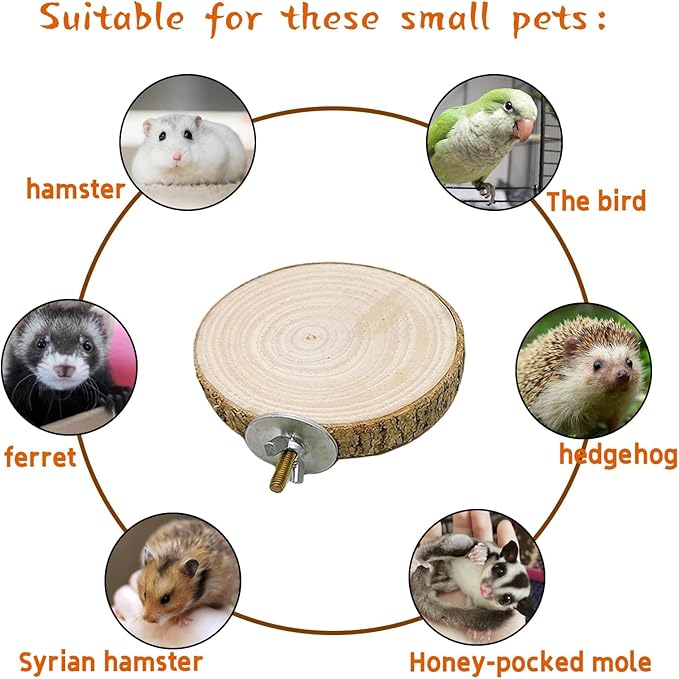 Hamiledyi 3PCS Perch Platform for Bird Cage Natural Round Wooden Stand Platform Bird Toy for Parakeet Cockatiel Parrot Budgie Sparrow Hamster Canary Bears