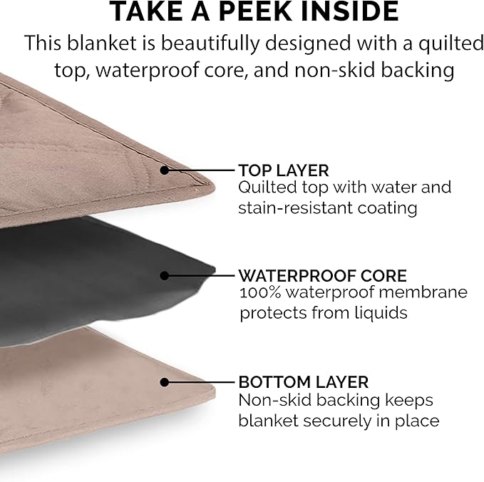 Furhaven Waterproof & Non-Slip Full Size Mattress Cover Protector for Dogs & Cats, Washable, For Beds, Couches, & Car Seats - Quilted Twill Blanket Mattress Cover - Brownstone, Medium/Full Size