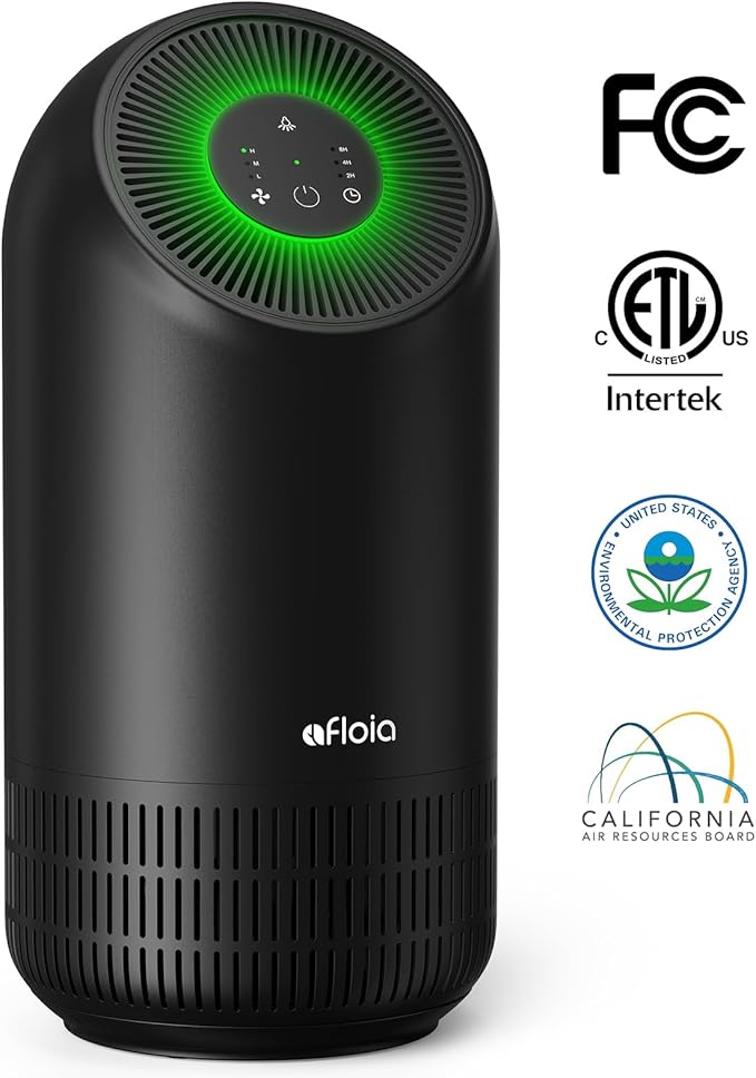Afloia Air Purifier for Pets, Air Purifiers for Home Large Room Up to 880 Ft², Efficient Filter Air Cleaner for Home Remove 99.99% Pets Hair Odor Dust Smoke Mold Pollen, Fillo Black
