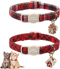 Unique Style Paws Kitten Collars,Cute Cats Collar with Bell,Kitten Collar Breakaway Buckle with Red Green Pattern,Adjustable Cat Collars,Ideal Gift for Boy Girl Cats