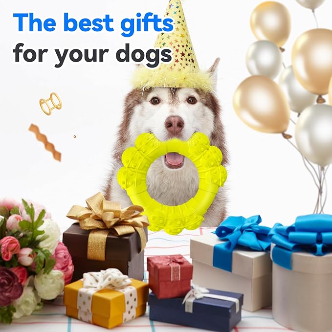 Indestructible Dog Chew Ring Toys for Aggressive Chewers, Super Chewer Dogs Toy for Medium Large Dogs, Puppy Teething Rings for Relax, Interactive Dog Toy, Heavy Duty Teething Toys