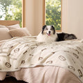 Bedsure Waterproof Blanket for Bed - Soft Print Sherpa Fleece Pet Cat Dog Blankets for Large Dogs Couch Protection, Soft Plush Reversible Furniture Protector, Twin Size, 60"x80", Beige