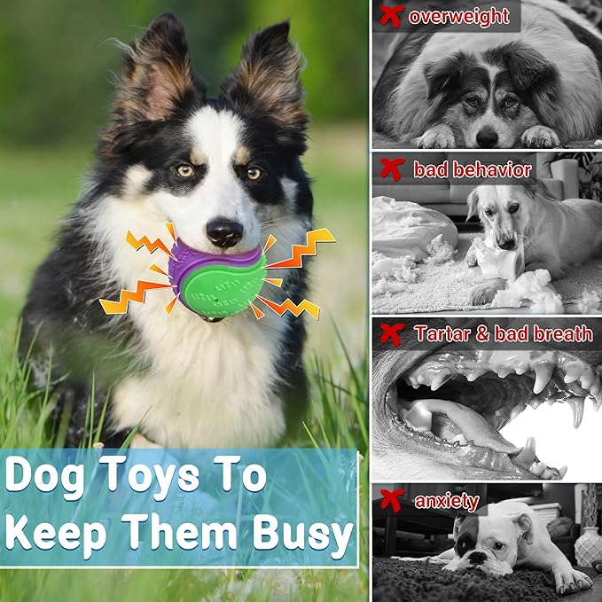 3.5in Squeaky Dog Balls Toys for Training, Dog Toys to Keep Them Busy, High Bouncy Balls for Interactive Playing, Great for Puppy Pet Teething and Chew 4Pcs
