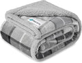PetAmi Waterproof Dog Blanket for Small Medium Dog Puppy Cat Throw for Couch Cover Leakproof Protection, Sherpa Fleece, Reversible Soft Washable 29x40 Plaid Light Gray