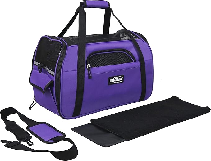 EliteField Soft Sided Pet Carrier (3 Year Warranty, Airline Approved), Multiple Sizes and Colors Available (Large: 19" L x 10" W x 13" H, Purple)