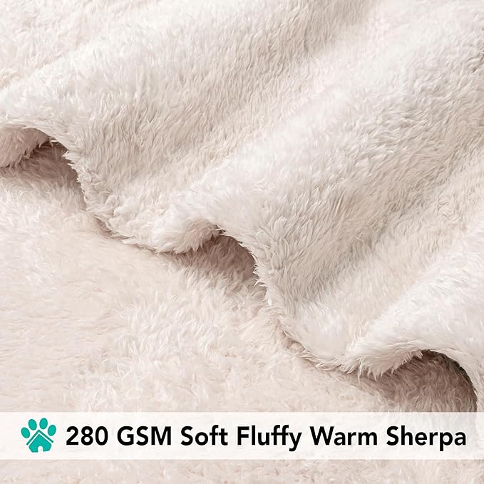 PetAmi Dog Blanket for Small Medium Dogs Beige, Fluffy Soft Puppy Blanket, Sherpa Fleece Cat Blanket for Kitten Doggie, Calming Pet Blanket Throw for Couch Sofa Bed Washable, Medium 29x40