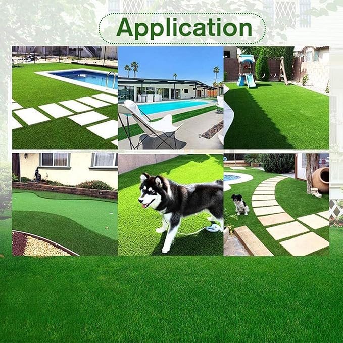Artificial Grass Rug Outdoor Indoor 8FTX59FT Fake Grass Carpet Green Synthetic Grass Pet Turf Realistic Faux Grass Rug with Drain Holes for Garden Lawn Landscape Balcony Home Decor Patio