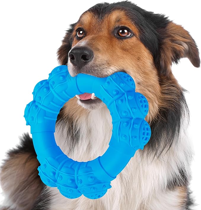 Indestructible Dog Chew Ring Toys for Aggressive Chewers, Super Chewer Toy for Medium Large Dogs, Puppy Teething Rings for Relax, Interactive Dogs Toy, Heavy Duty Dog Teething Toys