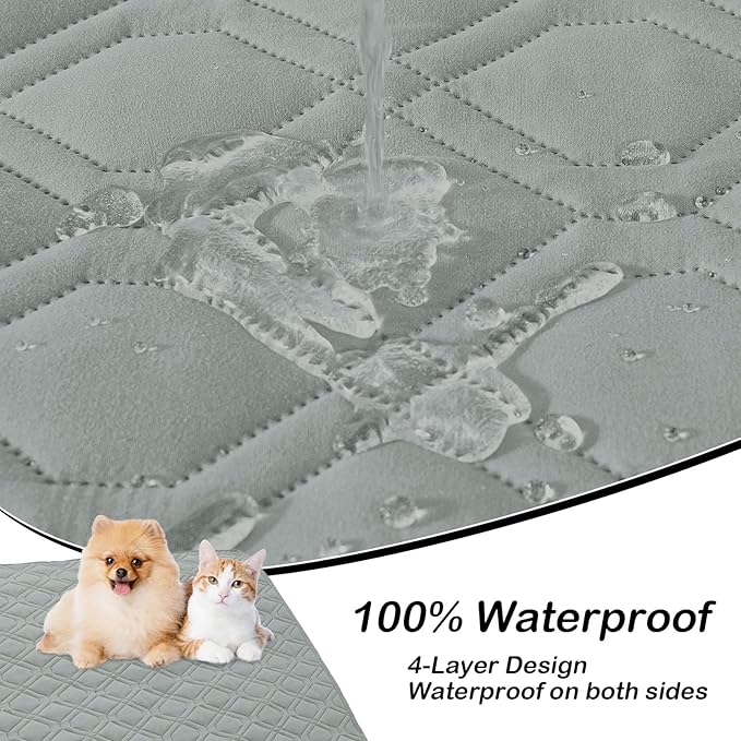 hyha Waterproof Dog Bed Blanket, Soft Pet Blankets, Waterproof Couch Cover for Dogs, Reversible Sofa Covers Washable for Furniture (82x82 Inch, Grey/Light Grey)