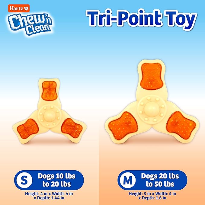 Hartz Chew ‘n Clean Chew Toy and Treat in One Chicken Flavored Tri-Point Dog Toy, Medium
