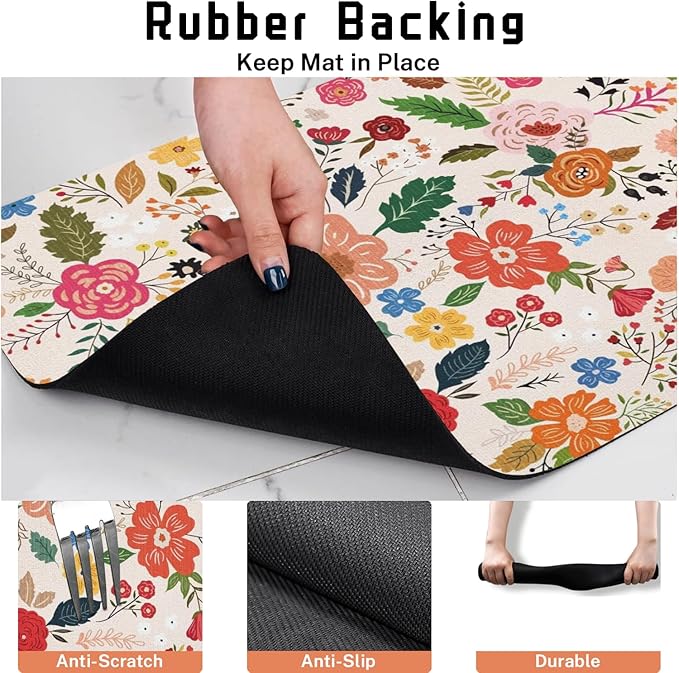 Absorbent Pet Dog Bowl Mat for Food and Water, Pet Cat Food Feeding Mat with Non Slip Rubber Backing, Dog Food Mats for Floors Waterproof, 12"x20"