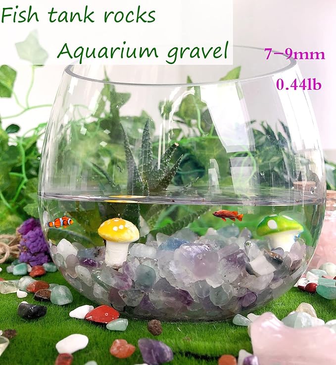 Citrine Aquarium Gravel Rocks Natural Tumbled Healing Crystal Chips Bulk Gemstones Tumbled Crushed Stones for Fountain Vase Filler Planters Decorative Fish Tank Potted Reiki Energy Balancing 0.44lb