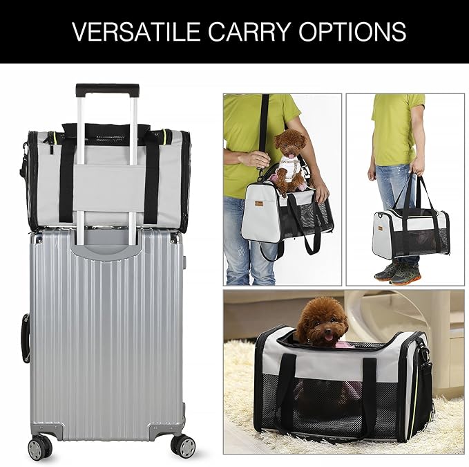 Cat Carrier - Portable Foldable Dog Pet Carrier, Soft-Sided Pet Bag up to 28 Lbs, Airline Approved Travel Puppy Carrier