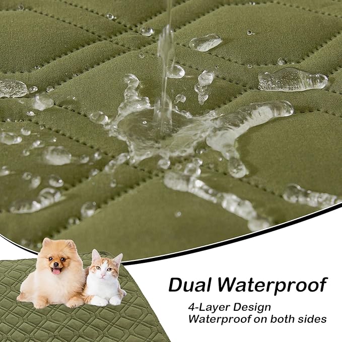 hyha Waterproof Dog Bed Blanket, Soft Pet Blankets, Waterproof Couch Cover for Dogs, Reversible Sofa Covers Washable for Furniture (40x50 Inch, Green/Navy Blue)
