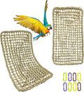 Large Bird Seagrass Mat 24 × 14 ''Natural Seagrass Woven Bird Net Hammock Climbing Rope Ladder with Hooks Chew Toy for Parrot Guinea Pig Lovebird Cockatiel Pigeon
