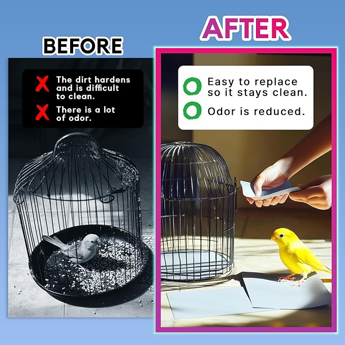HA SHI Bird Cage Liner - 120 Paper Sheets, 20" x 18", 2.9 lb - Suitable for Pet Habitats, Bulk Quantity for Extended Use, Newsprint Texture, Parcel Packaging