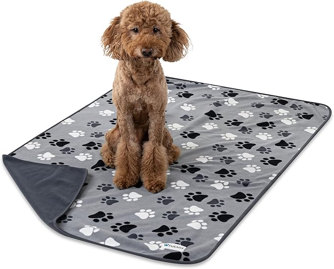 PetAmi Waterproof Dog Blanket for Extra Large Pets Dogs Cats, Large Pet Couch Cover Protector for Furniture, Reversible Washable Soft Fleece Cat Blanket for Bed Couch Sofa, 60x80 (Paw Print Gray)