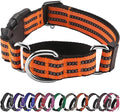 Hikiko Martingale Dog Collars Reflective Nylon Dog Collar with Quick Release Buckle Adjustable Training No Slip Dog Collar (Large, Orange)