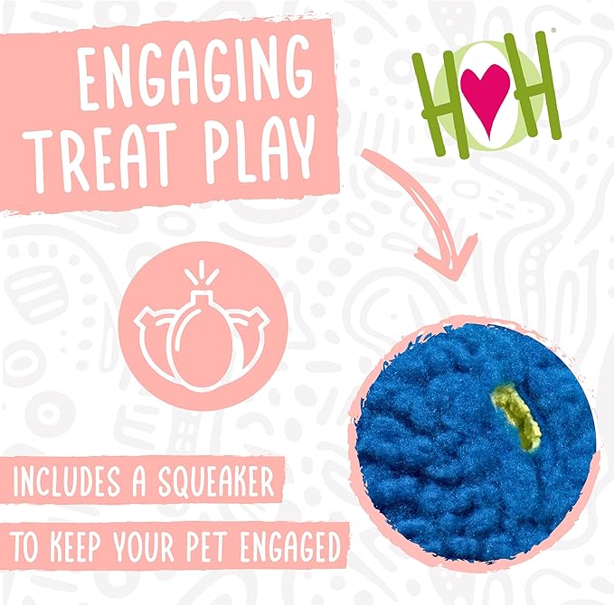 HuggleSnuffles HuggleFleece Treat Dispensing Ball - Interactive Enrichment Toys for Dogs, Dog Treat Dispenser Puzzle for Mental Stimulation & Boredom, Puppy Feeder Games to Keep Them Busy - Small (5")