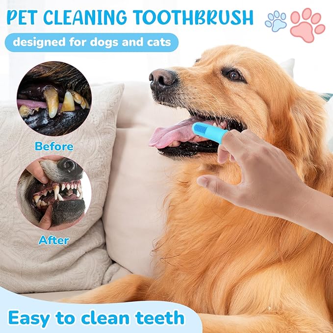 Dog Grooming Kit for Shedding – 8-Piece Pet Grooming Supplies with Deshedding Brush, Bath Gloves, Towels & Silicone Toothbrush | Ideal for Dogs, Cats, Small and Large Pets (Blue)