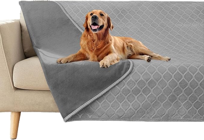 fuguitex Waterproof Dog Blanket Bed Cover Dog Crystal Velvet Moroccan Fuzzy Cozy Plush Pet Blanket Throw Blanket for Couch Sofa(40 * 60 inch, Light Grey+Grey)