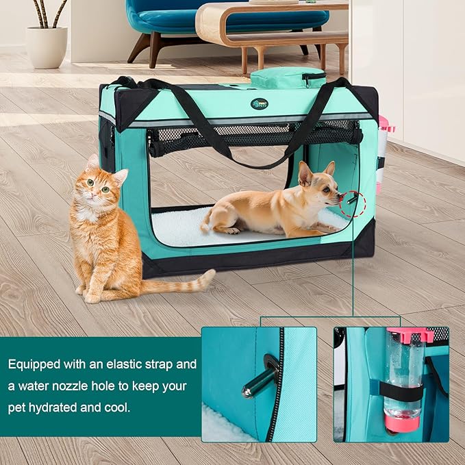 Ownpets Extra Large Cat Carrier for 2 Cats Small Dogs, 24 Inches Collapsible Soft Dog Crate for Car Travel, Portable Pet Carrier with Soft Mat