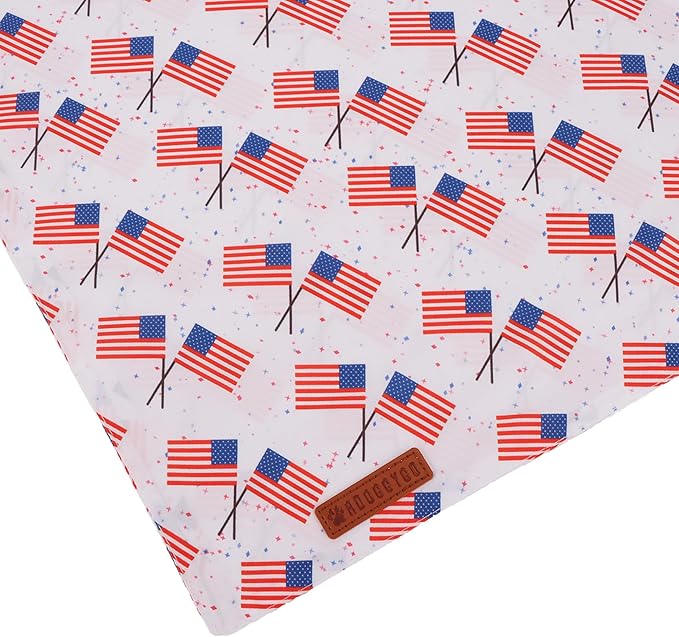ADOGGYGO American Flag Dog Bandana 2 Pack, Reversible White Red USA Flag Pet Scarf Bib, Adjustable Fit 4th of July Bandanas for Small Dogs Pets (Small)