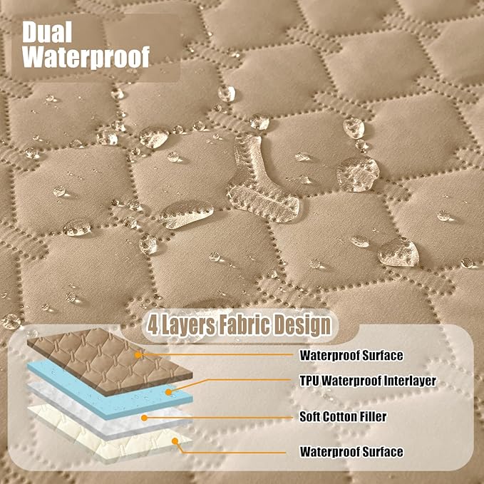 Smiry Waterproof Dog Bed Cover Blanket, Soft Reversible Pet Blanket, Washable Leakproof Cats Dogs Couch Cover for Sofa, Couch, Furniture (82x120 Inch, Camel/Beige)