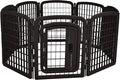 Amazon Basics 8-Panel Octagonal Plastic Pet Pen Fence Enclosure With Gate, 59 x 58 x 28 Inches, Black