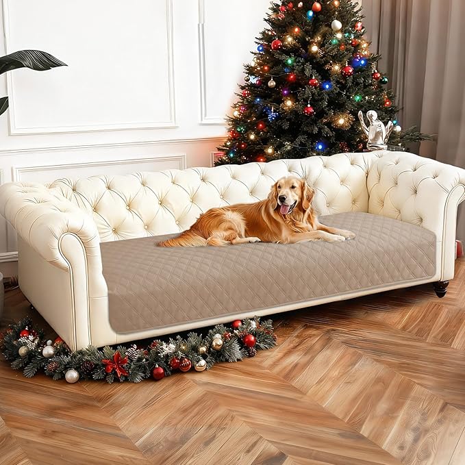 Waterproof Dog Blanket, Non-Slip Soft Pet Bed Cover, Couch Cover for Dogs Washable, Protects Sofa, Furniture, Crate, Car, Tear Resistant Leakproof Pet Blanket (30x70 Inch, Khaki)