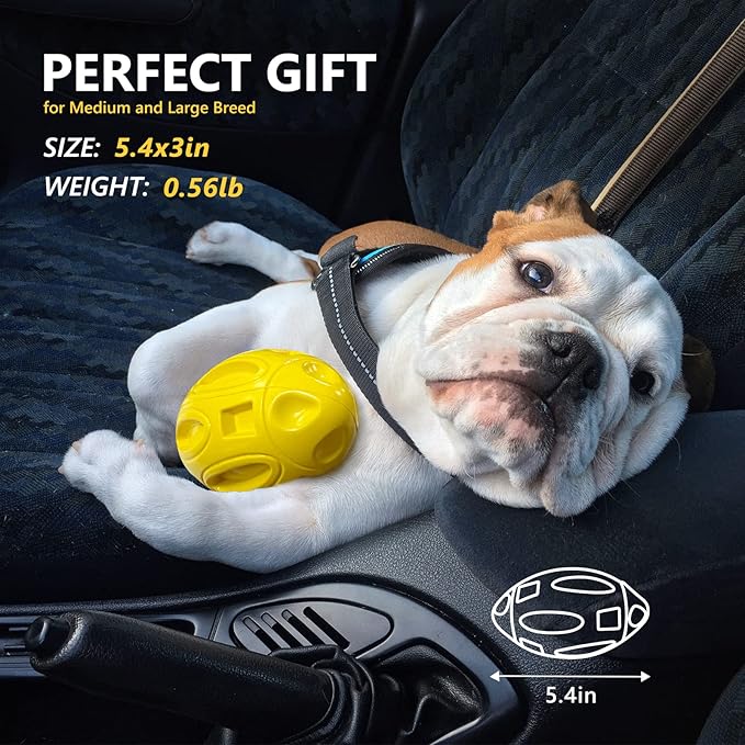 EASTBLUE Squeaky Dog Toys for Aggressive Chewers: Rubber Puppy Chew Ball with Squeaker, Almost Indestructible and Durable Pet Toy for Medium and Large Breed