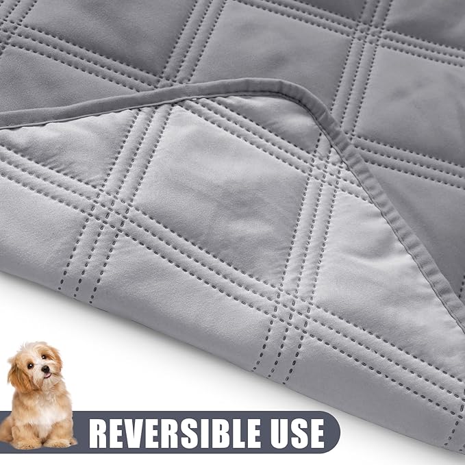 Smiry Waterproof Dog Bed Cover Blanket 40x50, Soft Reversible Pet Blanket, Washable Leakproof Cats Dogs Couch Cover for Sofa, Couch, Furniture, Grey/Light Grey